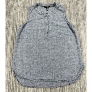 Ellen Tracy Linen  Black and White  Sleeveless Top Size Large